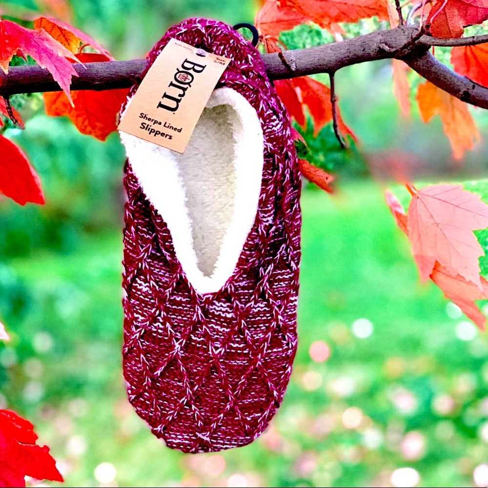 Born Classic Designer Knit Sweater Sherpa Memory Foam Luxury Slippers